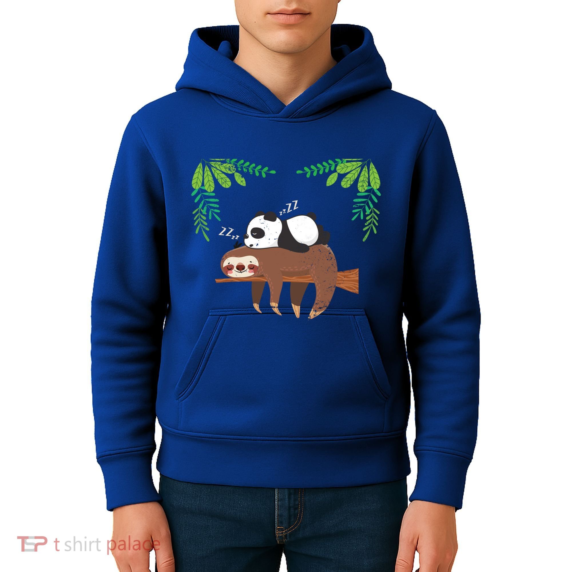 Sleeping Panda Sloth Gift Kids Hoodie