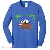 Sleeping Panda Sloth Gift Kids Long Sleeve Shirt thumb 0