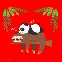 Sleeping Panda Sloth Gift Santa Hat thumb 1