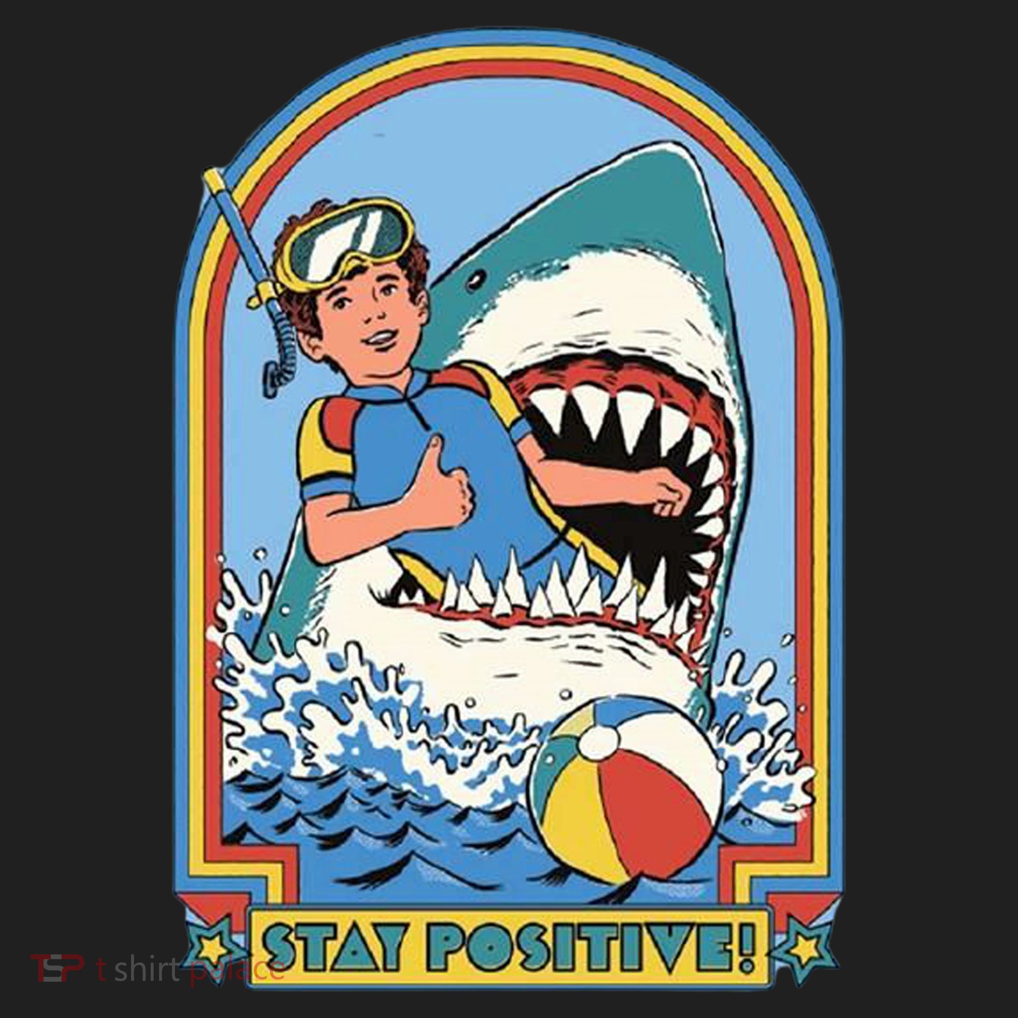 Stay Positive Shark Attack Comic Women's Sweatshirt
