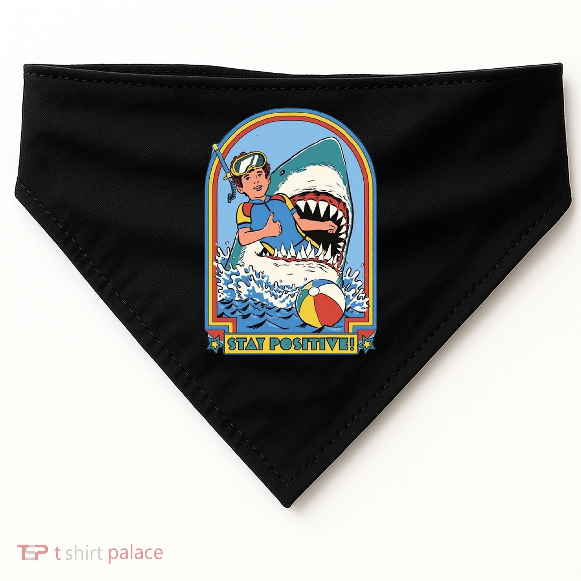 Stay Positive Shark Attack Comic USA-Made Doggie Bandana