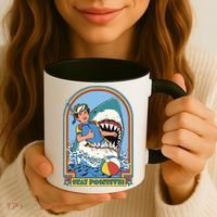 Stay Positive Shark Attack Comic Coffee Mug thumb 3