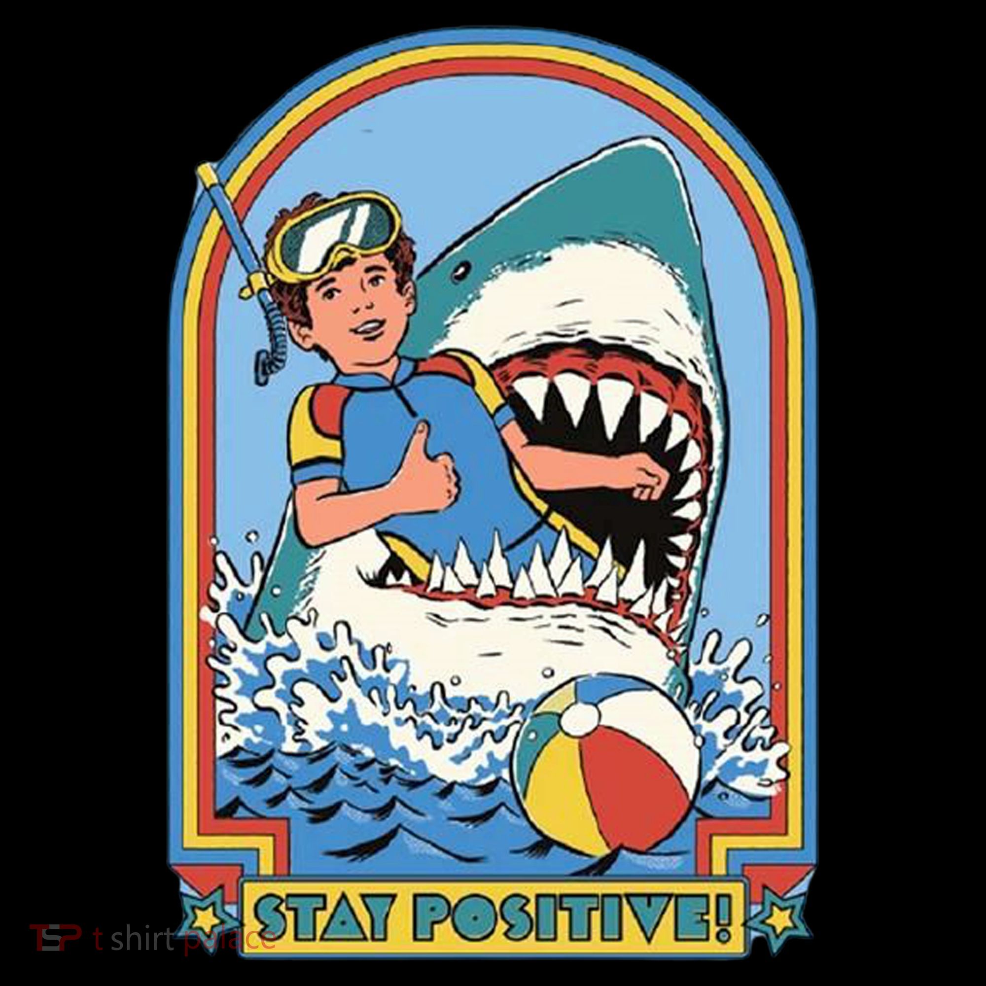 Stay Positive Shark Attack Comic Pajama Set