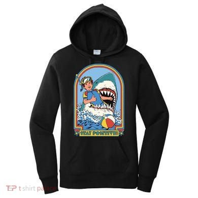 Stay Positive Shark Attack Comic Women's Hoodie