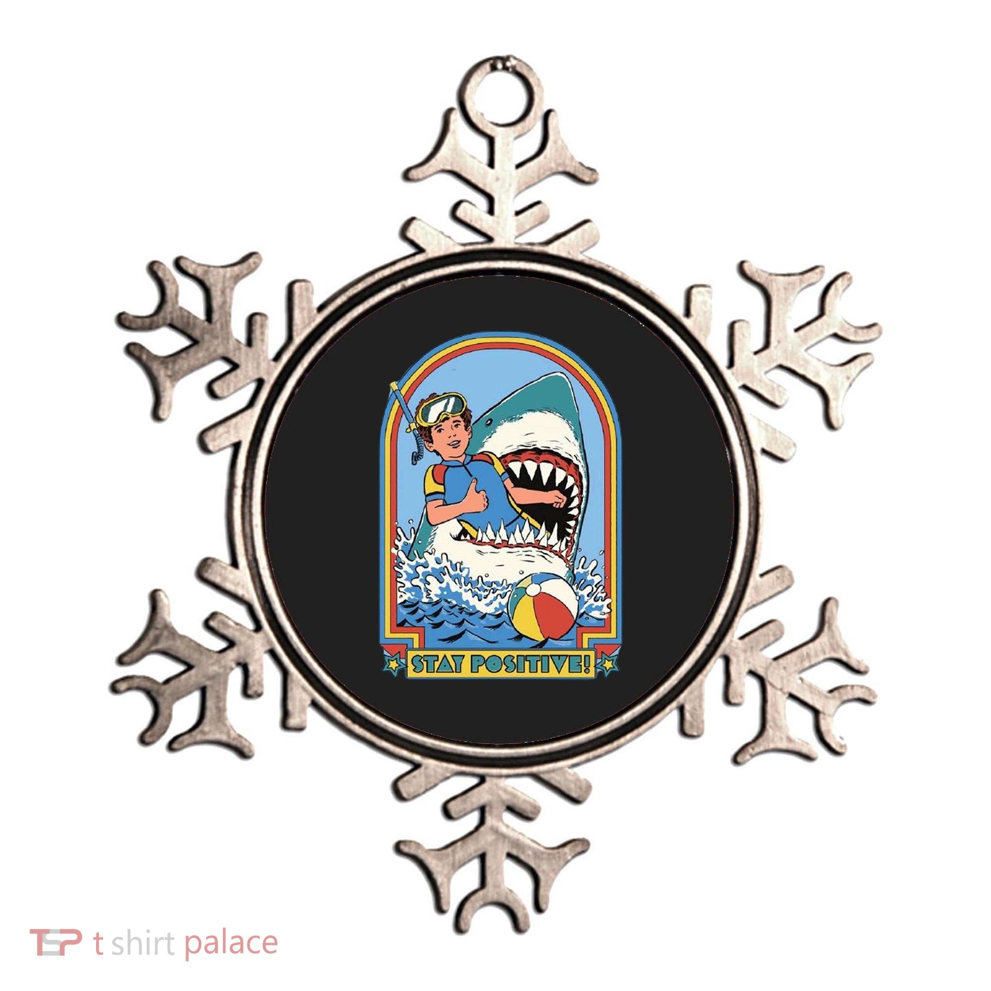 Stay Positive Shark Attack Comic Ornament