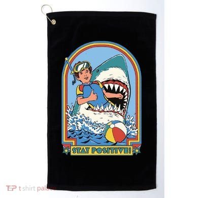 Stay Positive Shark Attack Comic Golf Towel