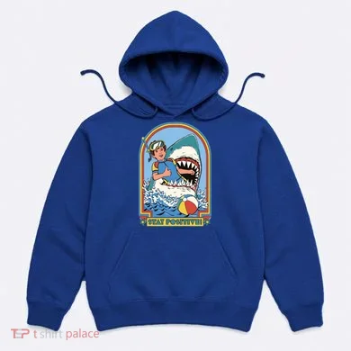 Stay Positive Shark Attack Comic Hoodie