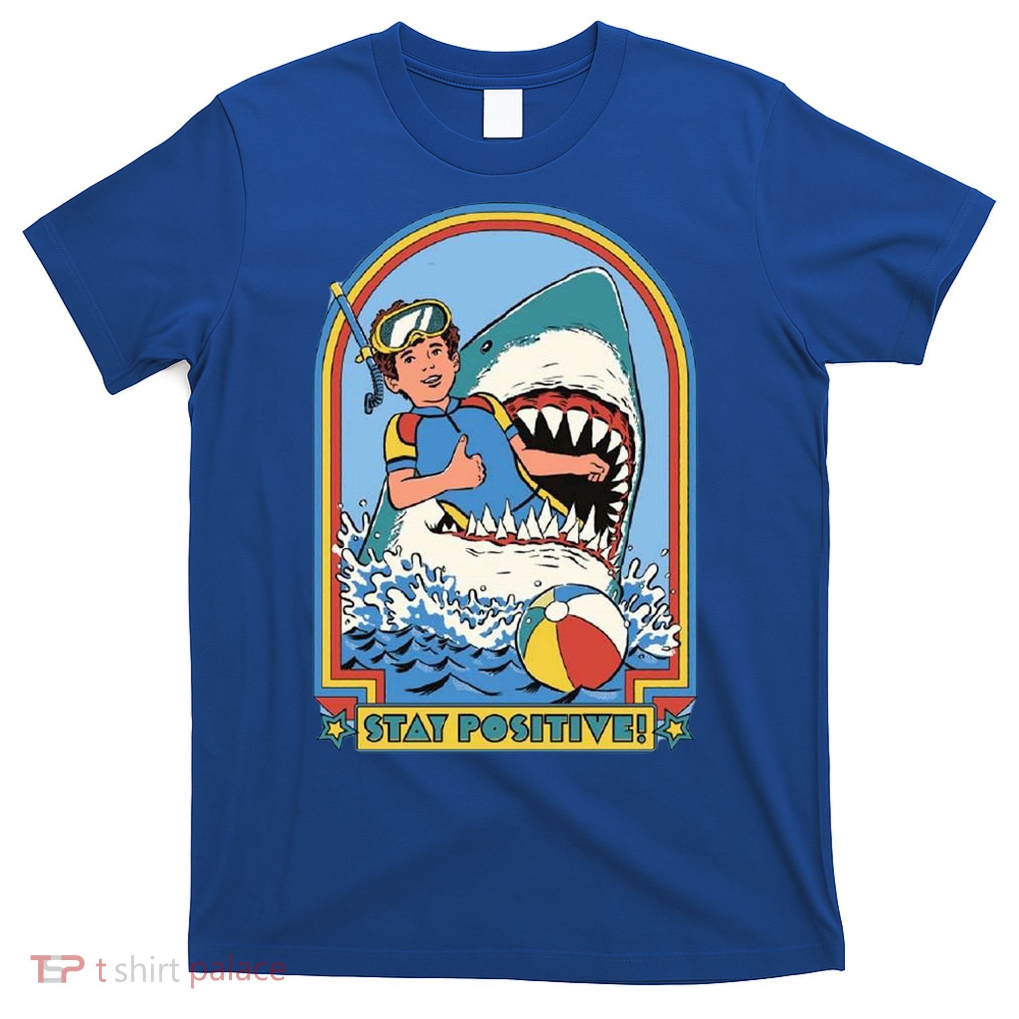 Stay Positive Shark Attack Comic T-Shirt