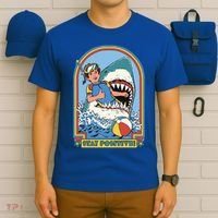 Stay Positive Shark Attack Comic T-Shirt thumb 6