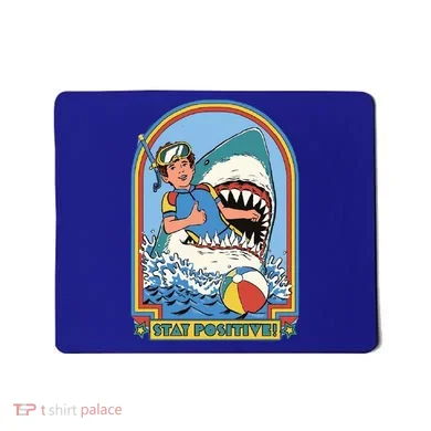 Stay Positive Shark Attack Comic Mousepad