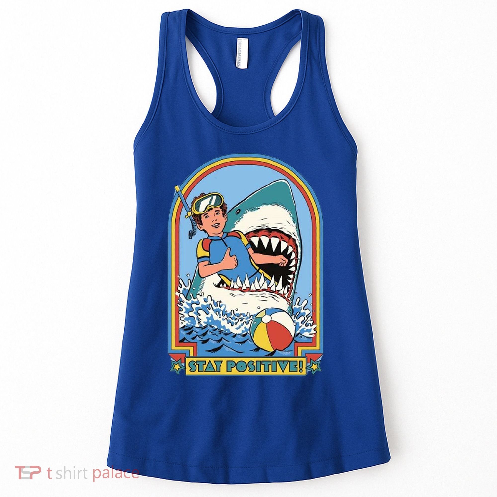 Stay Positive Shark Attack Comic Women's Tank Top