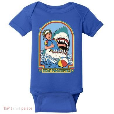 Stay Positive Shark Attack Comic Baby Bodysuit
