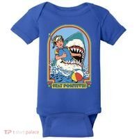 Stay Positive Shark Attack Comic Baby Bodysuit thumb 0