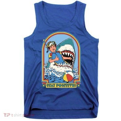 Stay Positive Shark Attack Comic Tank Top