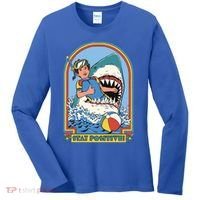 Stay Positive Shark Attack Comic Women's Long Sleeve Shirt thumb 0