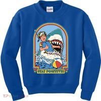 Stay Positive Shark Attack Comic Kids Sweatshirt thumb 0