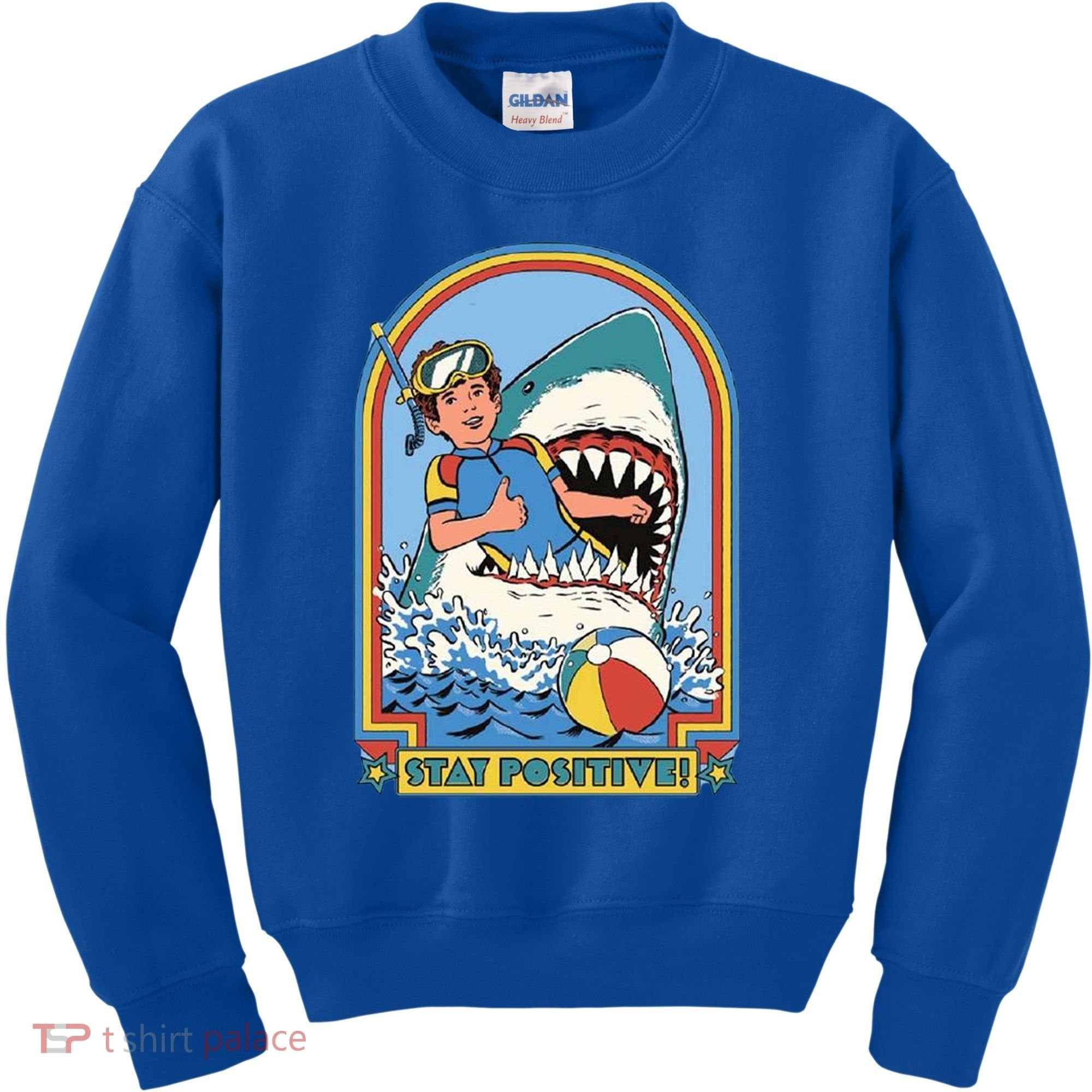 Stay Positive Shark Attack Comic Kids Sweatshirt