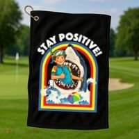 Stay Positive Shark Lover Wildlife Ocean Sea Animal Lover Golf Towel thumb 1