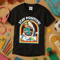 Stay Positive Shark Lover Wildlife Ocean Sea Animal Lover Kids T-Shirt thumb 3