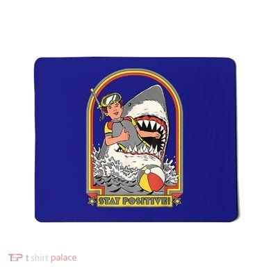 Stay Positive Shark Attack Vintage Retro Comedy Funny Gift Mousepad