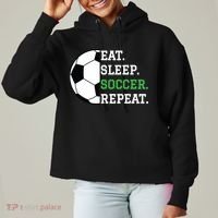 Soccer Player Soccer Lover Eat Sleep Soccer Repeat Ladies Heavyweight Boxy Pullover Hoodie thumb 0