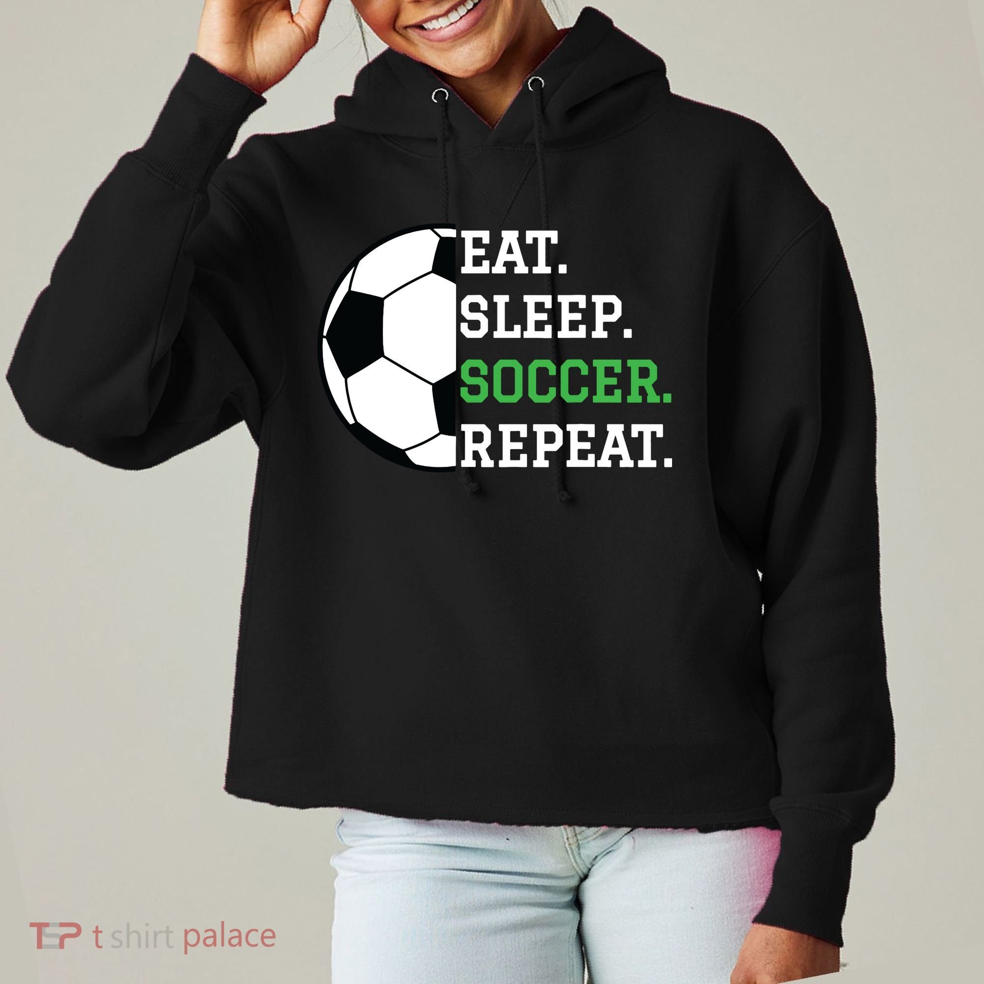 Soccer Player Soccer Lover Eat Sleep Soccer Repeat Ladies Heavyweight Boxy Pullover Hoodie