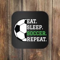 Soccer Player Soccer Lover Eat Sleep Soccer Repeat Coaster thumb 0