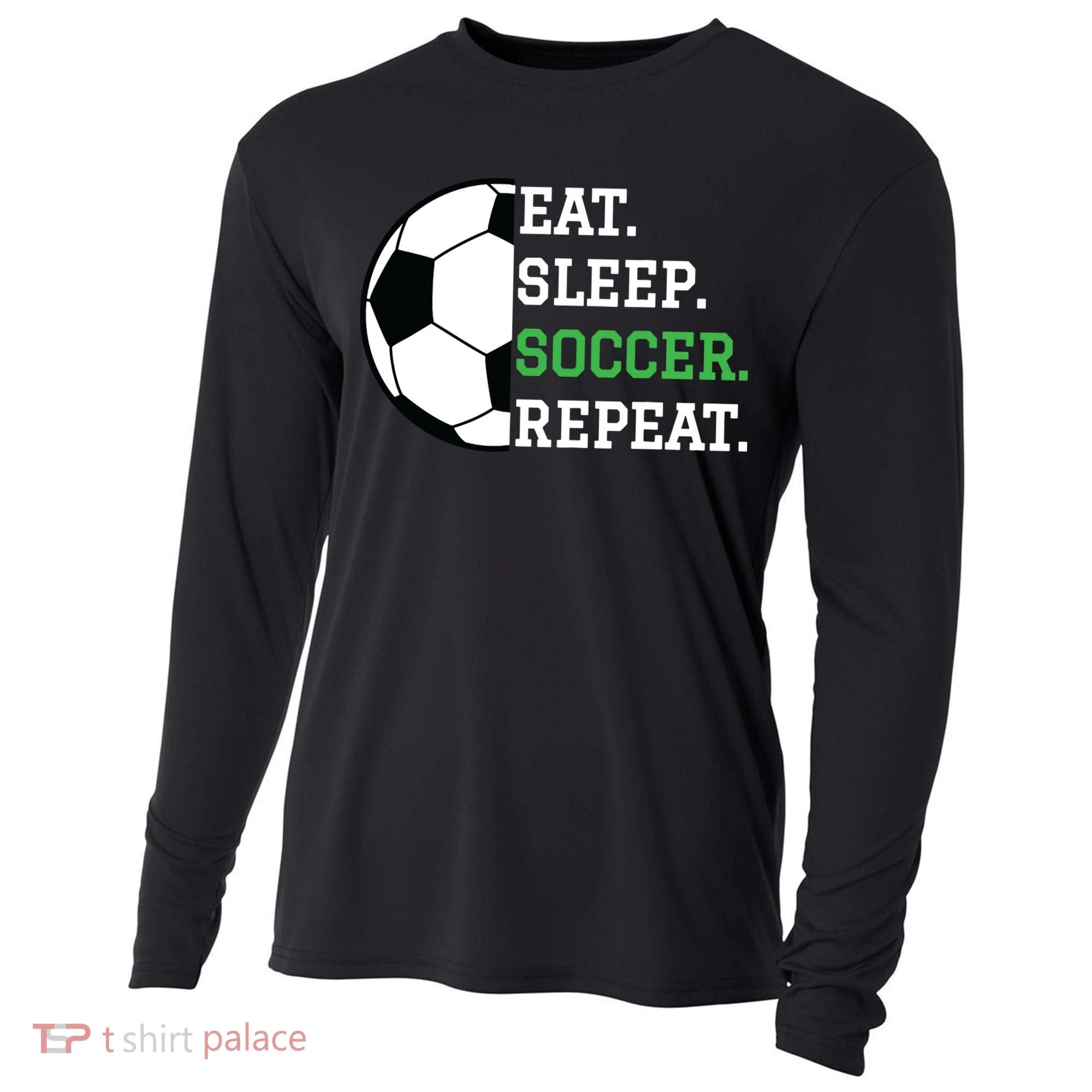 Soccer Player Soccer Lover Eat Sleep Soccer Repeat Cooling Performance Long Sleeve Crew