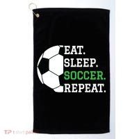 Soccer Player Soccer Lover Eat Sleep Soccer Repeat Golf Towel thumb 0
