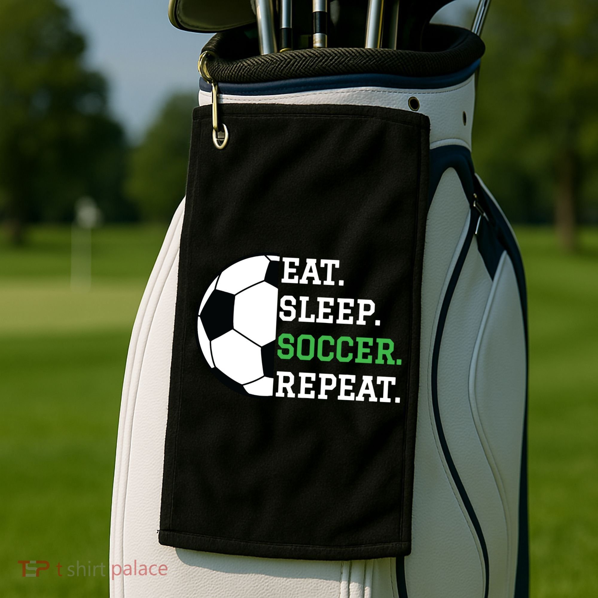 Soccer Player Soccer Lover Eat Sleep Soccer Repeat Golf Towel