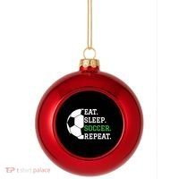 Soccer Player Soccer Lover Eat Sleep Soccer Repeat Plastic Christmas Ball Ornament thumb 0
