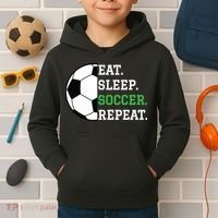 Soccer Player Soccer Lover Eat Sleep Soccer Repeat Kids Hoodie thumb 2
