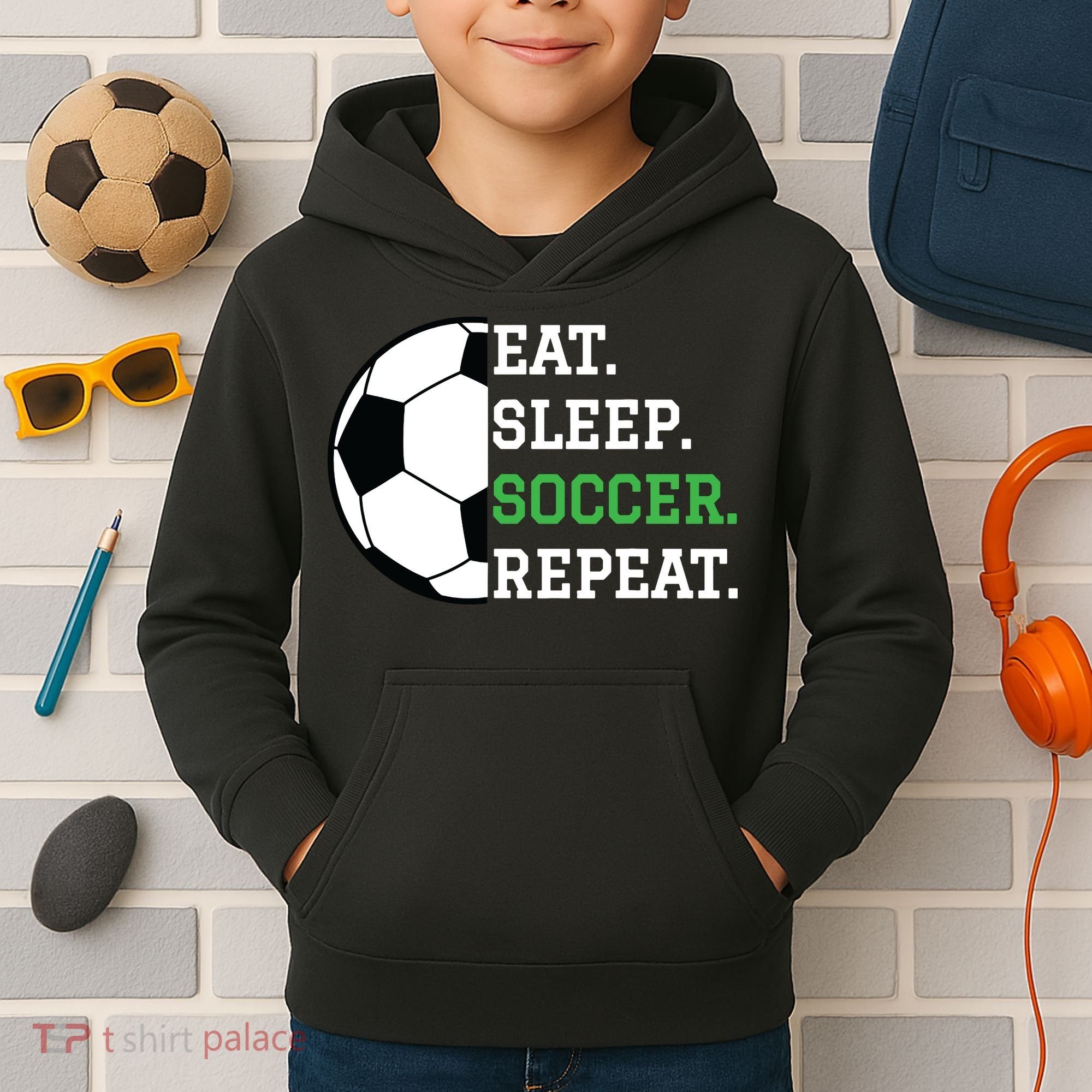 Soccer Player Soccer Lover Eat Sleep Soccer Repeat Kids Hoodie