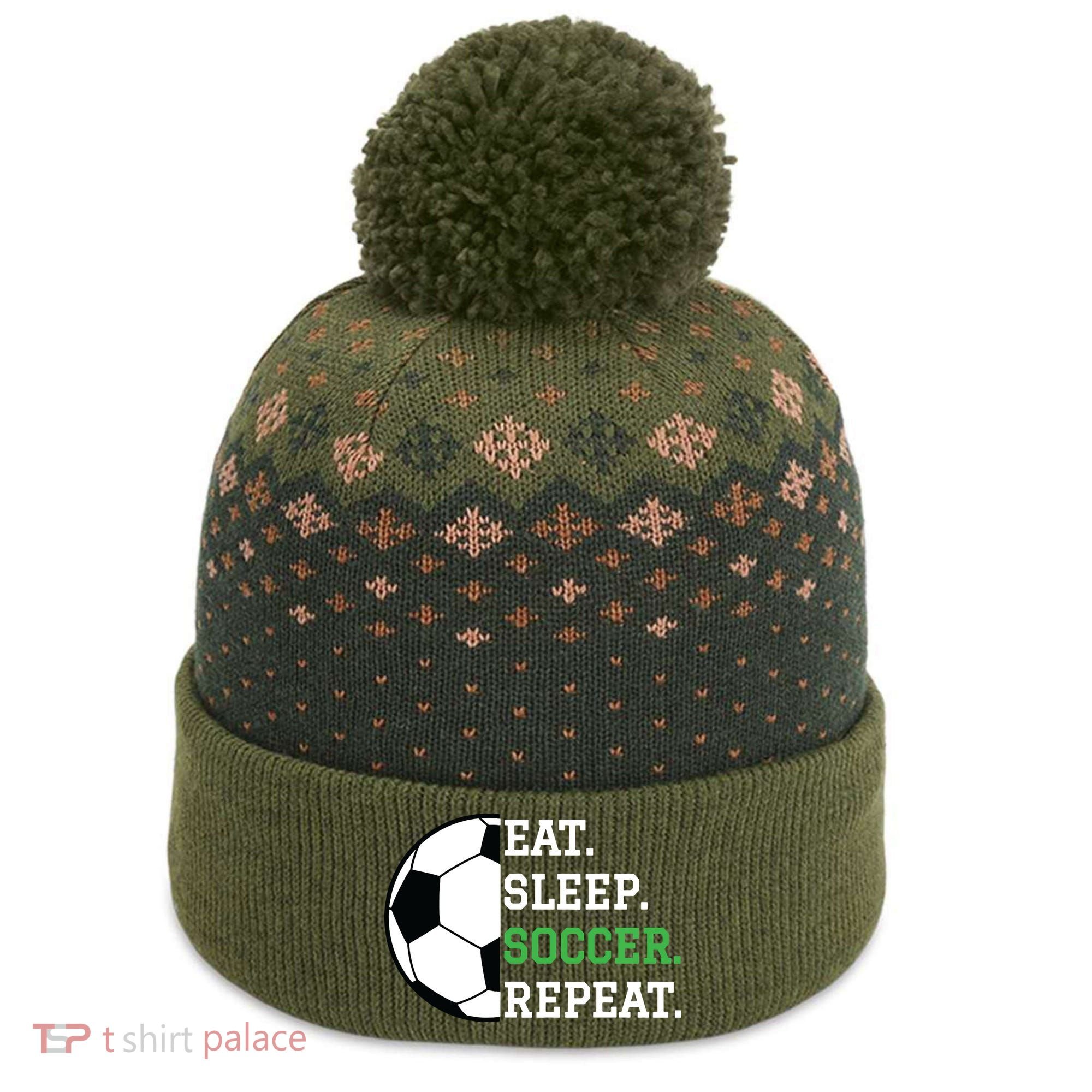Soccer Player Soccer Lover Eat Sleep Soccer Repeat The Baniff Cuffed Pom Beanie