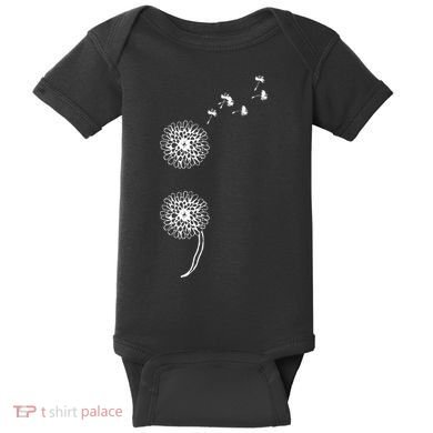 Semicolon Project Suicide Prevention Blowball dandelion Baby Bodysuit
