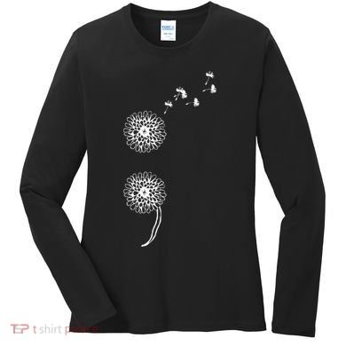 Semicolon Project Suicide Prevention Blowball dandelion Women's Long Sleeve Shirt