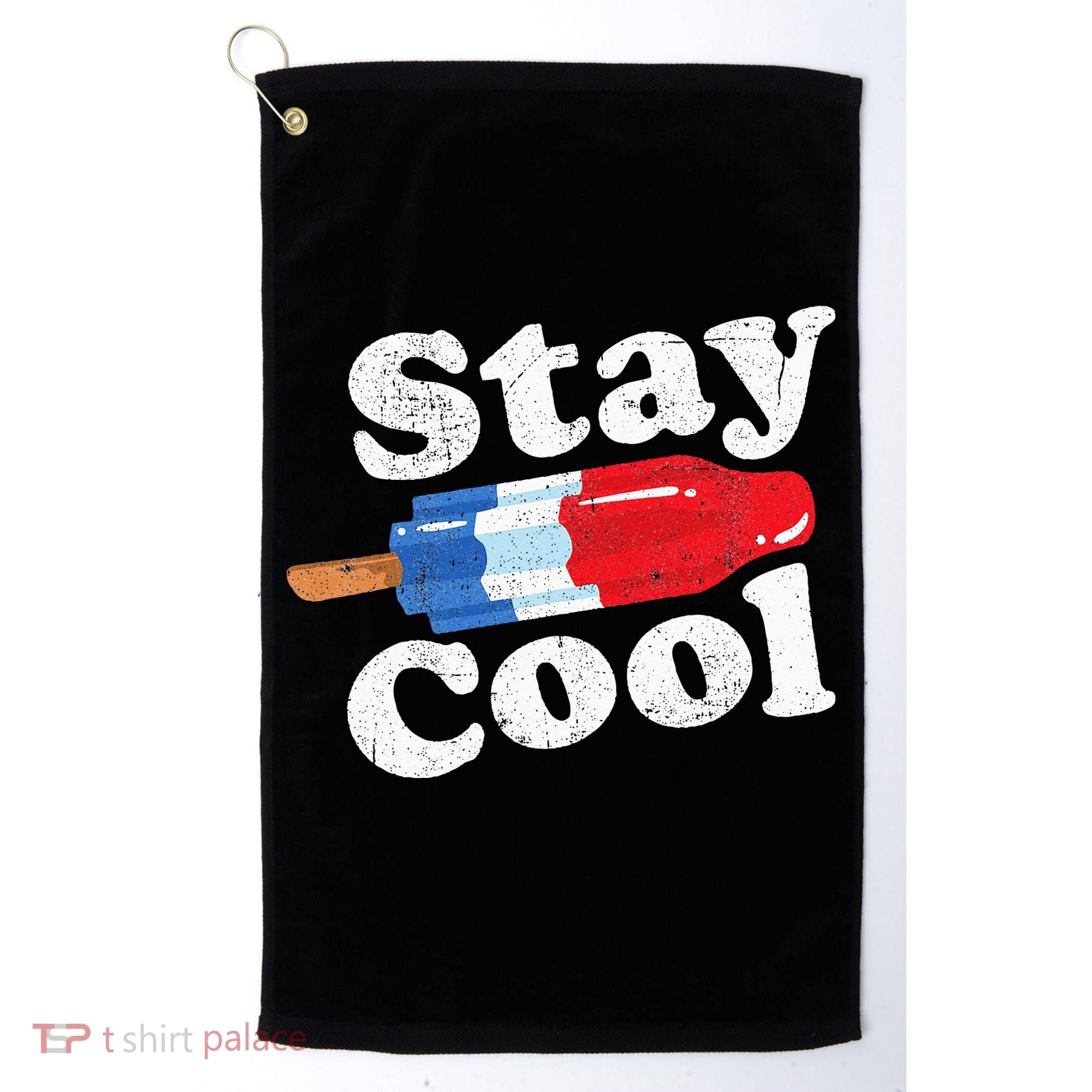 Summer Popsicle Stay Cool Funny Bomb Retro 80s Pop Gift Golf Towel