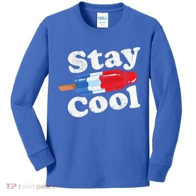 Summer Popsicle Stay Cool Funny Bomb Retro 80s Pop Gift Kids Long Sleeve Shirt