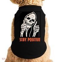 Stay Positive Skeleton Halloween Day Retro Halloween Doggie Tank thumb 0