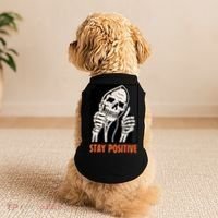 Stay Positive Skeleton Halloween Day Retro Halloween Doggie Tank thumb 2