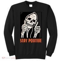Stay Positive Skeleton Halloween Day Retro Halloween Sweatshirt thumb 0