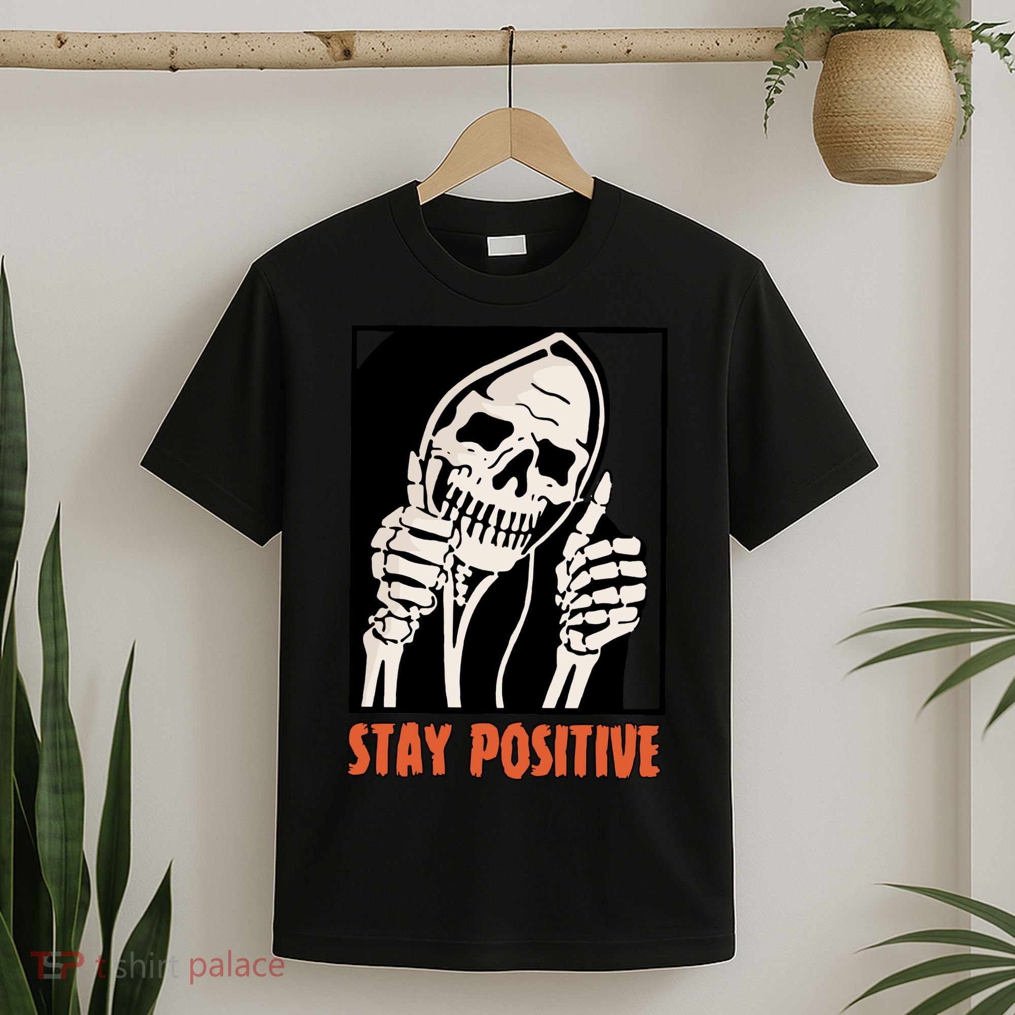 Stay Positive Skeleton Halloween Day Retro Halloween T-Shirt