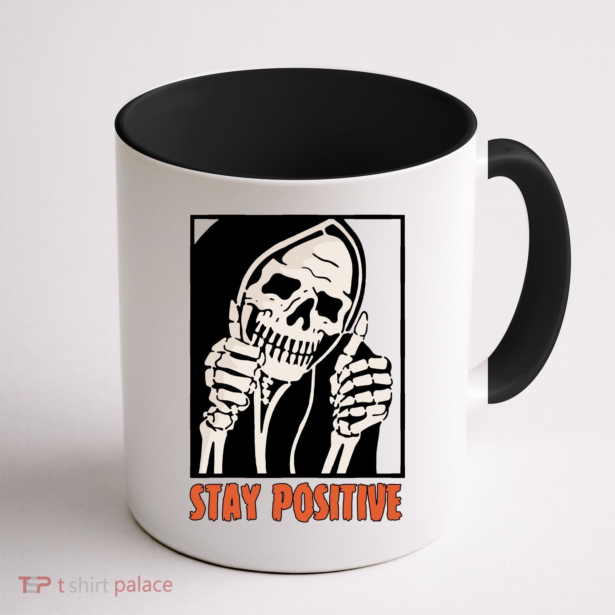 Stay Positive Skeleton Halloween Day Retro Halloween Coffee Mug