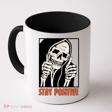Stay Positive Skeleton Halloween Day Retro Halloween Coffee Mug