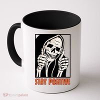 Stay Positive Skeleton Halloween Day Retro Halloween Coffee Mug thumb 0