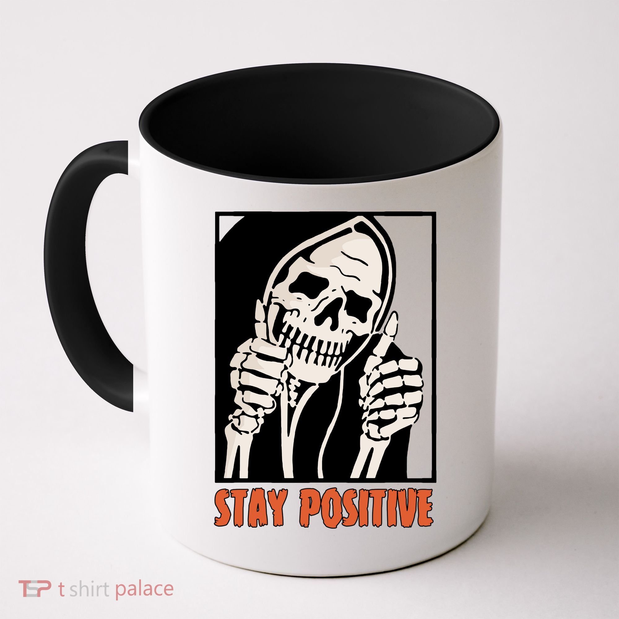 Stay Positive Skeleton Halloween Day Retro Halloween Coffee Mug