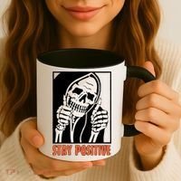 Stay Positive Skeleton Halloween Day Retro Halloween Coffee Mug thumb 3