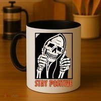 Stay Positive Skeleton Halloween Day Retro Halloween Coffee Mug thumb 4