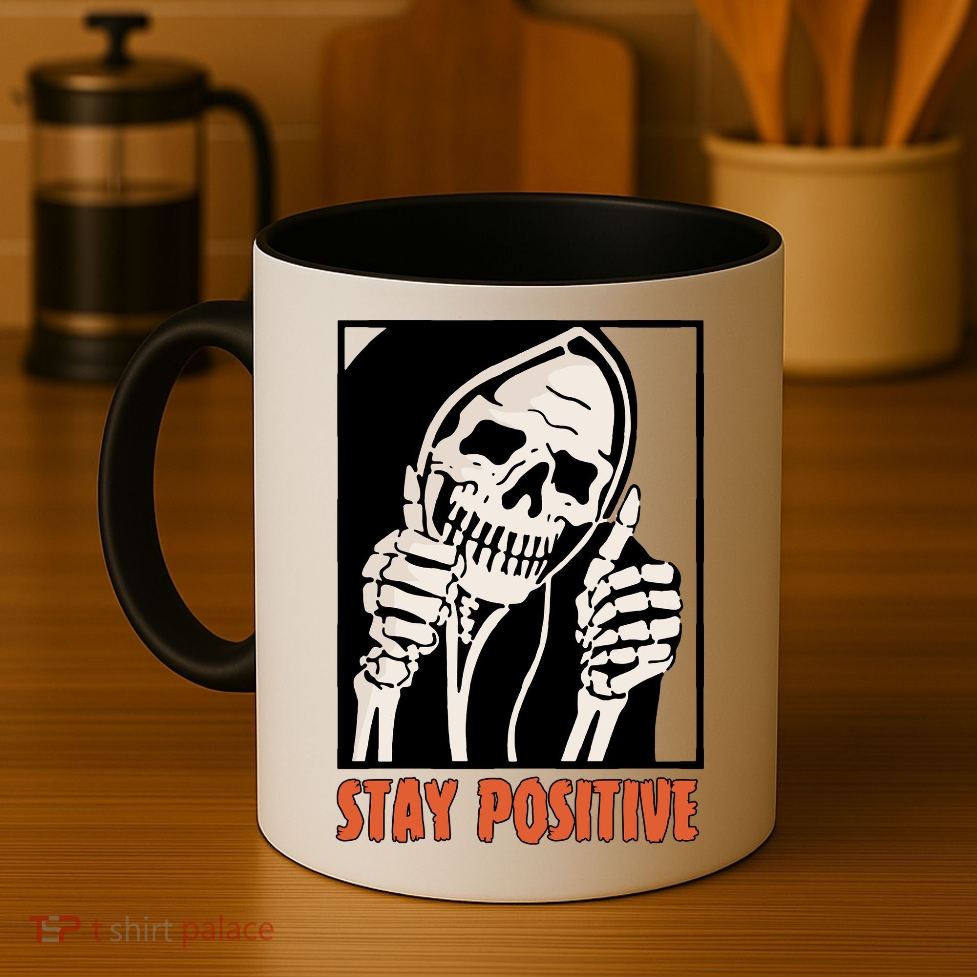 Stay Positive Skeleton Halloween Day Retro Halloween Coffee Mug