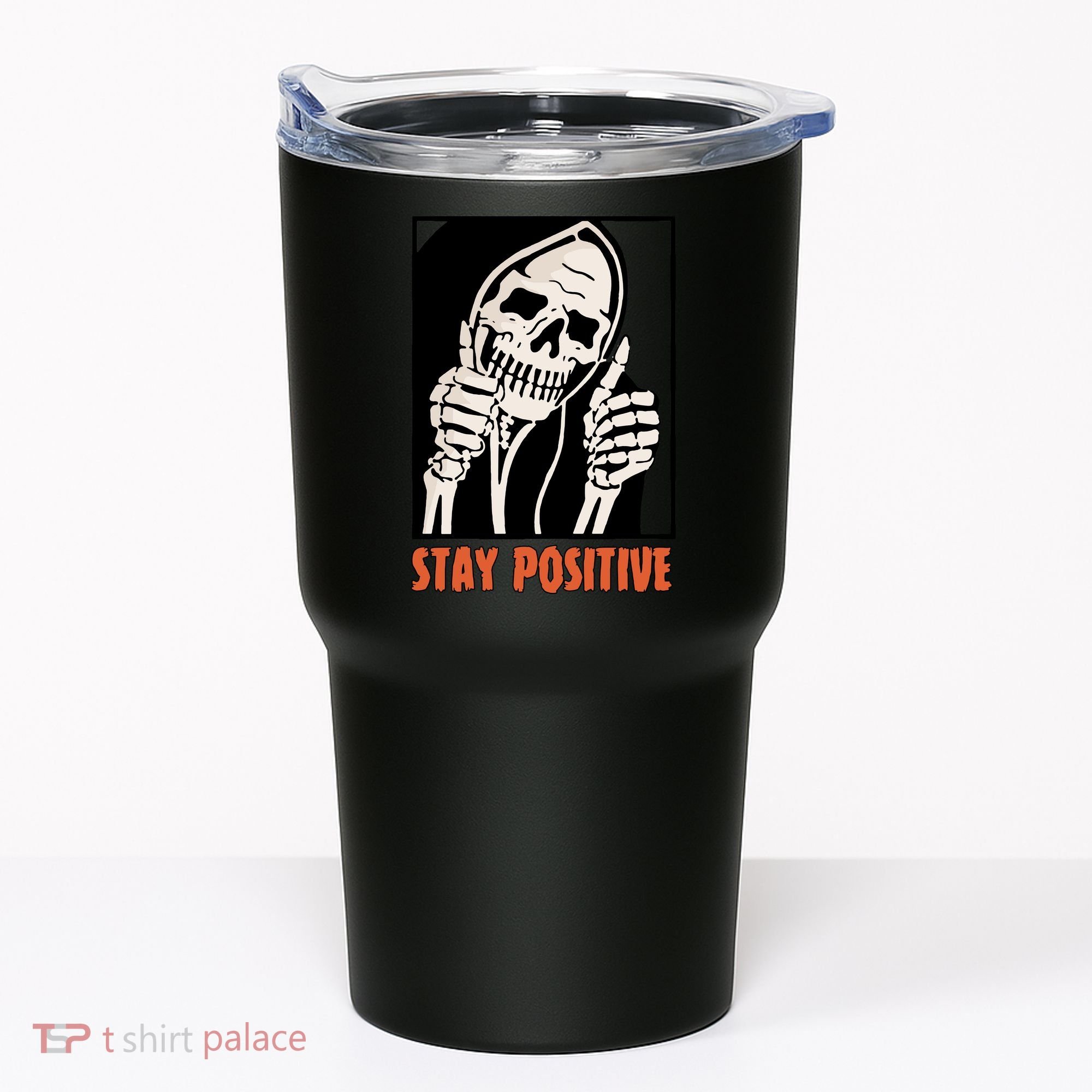 Stay Positive Skeleton Halloween Day Retro Halloween Tumbler